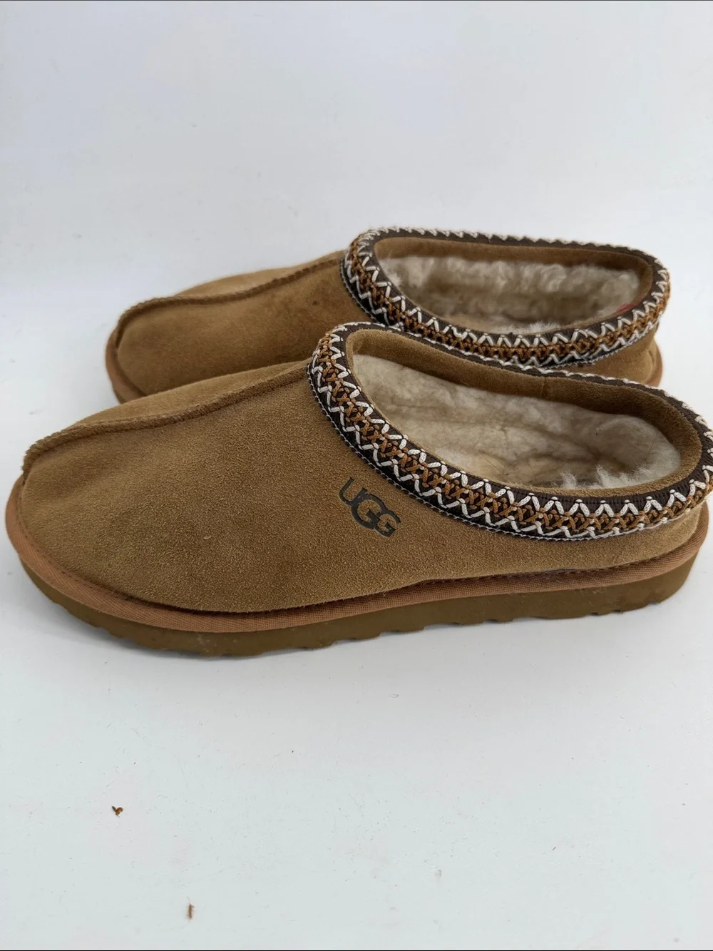UGG Tasmins chestnut tan suede slip on slipper clog shoes sz 10.5